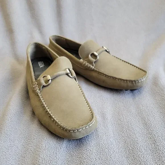 NORDSTROM RACK Shoes Loafers Mens 10M Beige Leather Buckle Slip On M23320 - Picture 2 of 12